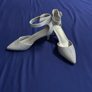 Chic Silver Women's Heels with Ankle Strap